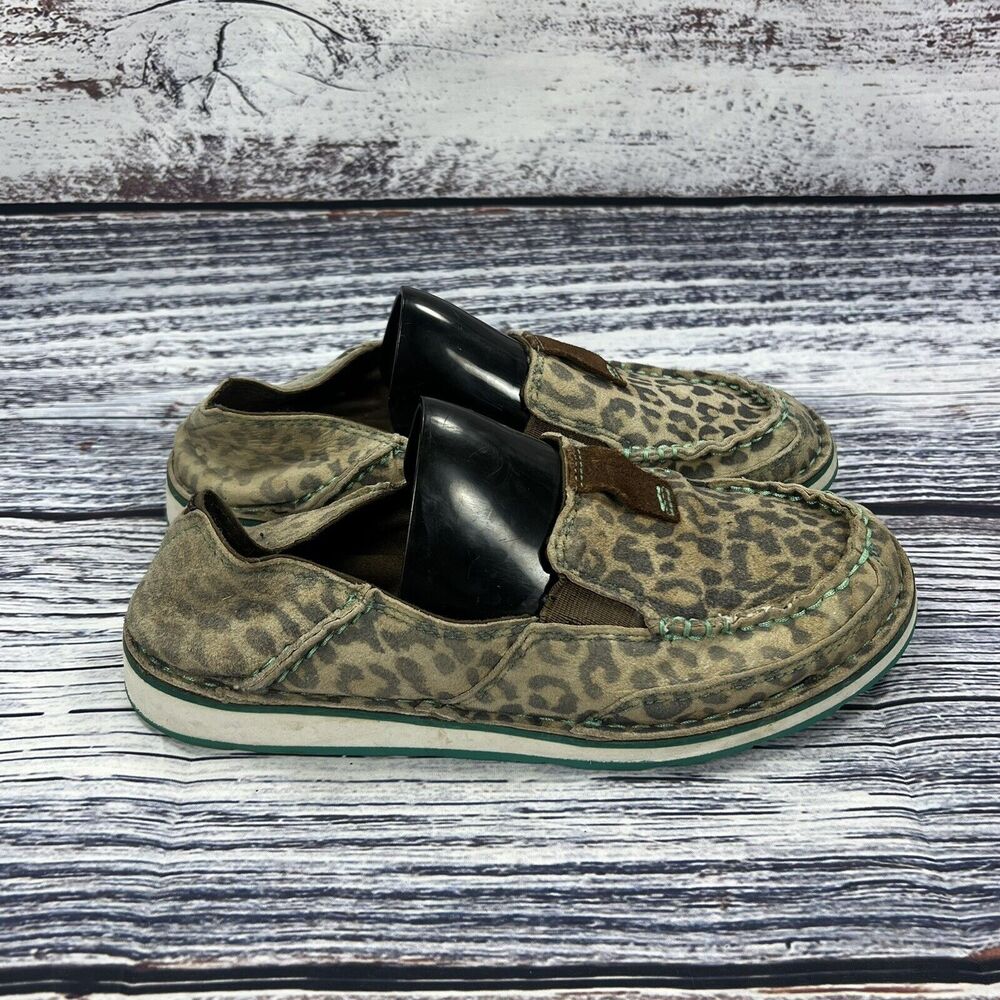 Ariat Cruiser Cheetah Print Brown Suede Loafers Flats, Women’s Size 6